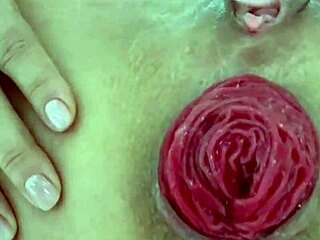 Destroyed anal with juicy prolapse, asshole close up play looks extreme