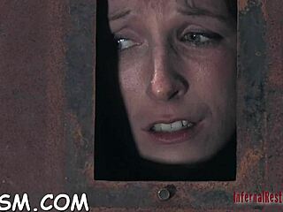 marvelous redhead slave masturbates naked with toys in hardcore bdsm fetish