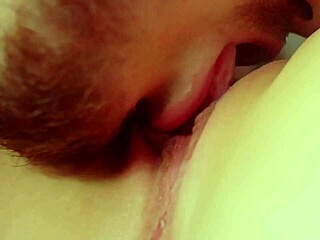 in this hot amateur scene, the pretty teen licks dripping pussy lips close-up while clothes rip