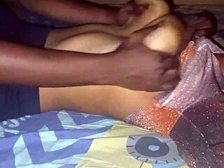 massaging my girlfriend's big boobs in see through bra