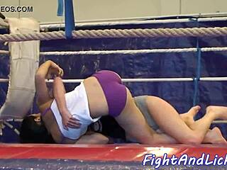 Skinny Lesbians Clash Hard in a Boxing Ring Showdown