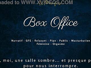 In the office, a French girl gives a gentle public blowjob