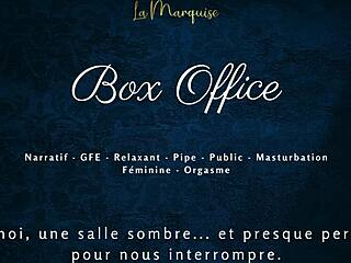 In the office, a French girl gives a gentle public blowjob