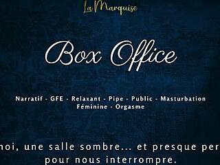 In the office, a French girl gives a gentle public blowjob