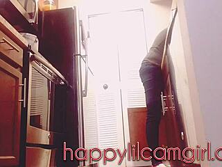 Girl ignores you while cleaning the kitchen, giantess recording this voyeur domination scene