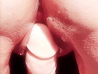 maturemons teases with wet dildo play