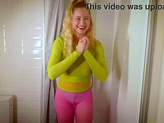 Pornstar teases with wet, clinging clothes