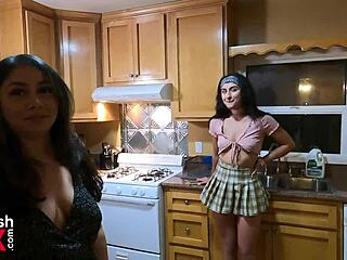 angeline red, 19yo step daughter, stripping and getting fucked in missionary.