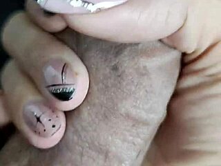 huge toy playing with her pierced pussy close-up