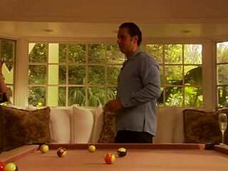 She bends over after losing pool and lets husband finger and lick her gaping milf ass in doggystyle