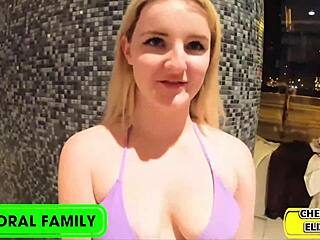 Eliza Eves Teases with Huge Tits and Blowjob