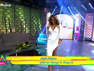 look at aylin mujica's marked nipples and big ass in mini dress upskirt