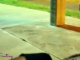 Hot slut struggles with huge cock on street