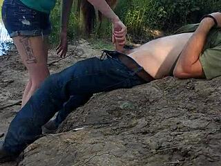 Hey, dawn dawson is sucking that monster cock in public with deepthroat and handjob action!