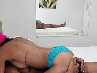 Young latina whore pounded hard in bedroom, her tight vagina stretched by big black cock