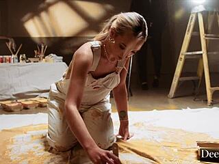 Erotic artist mia rides collector's cock in deepthroat session