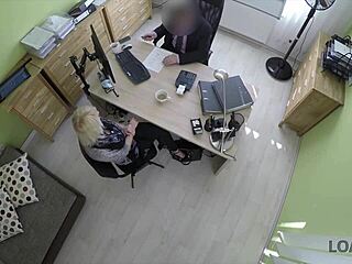 Marvelous Teen 18+ Spreads Tiny Legs for Cash in Office