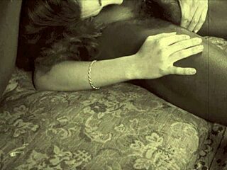 Vintage interracial threesome features anal assfucking in retro group style