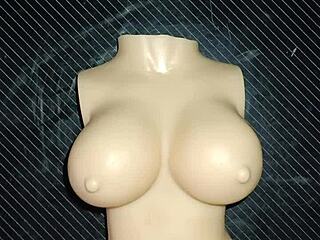 Curvy amateur Dolly gives me a titjob with her small tits during close-up handjob domination foreplay in homemade masturbation