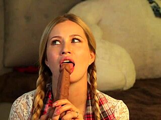 Pretty woman picks dildo for pussy