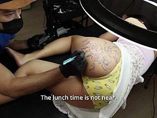 Big Ass Girl During Tattoo Session