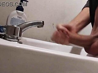 I rest my balls on the sink getting my cock ready for a huge cumshot