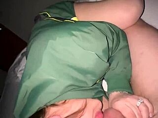 Did you see me teasing and flashing big tits before slurping his cum?