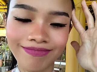 Beauty Speech and Showing Off Huge Dead Dick Style Dildo in Asian Homemade First Time with Skinny Amateur