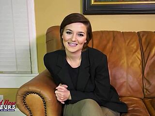 short haired brunette kylie enjoys a special lunch and swallows