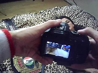 Behind scenes of first timer bombshell with machine