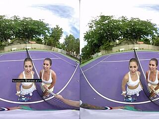 VR threesome with Riley Reid and Melissa Moore.