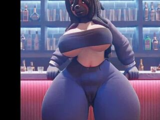 Велике сисарке крзнене аниме беба наговештава 3Д цртан пушење кураца са секси великом дупом.