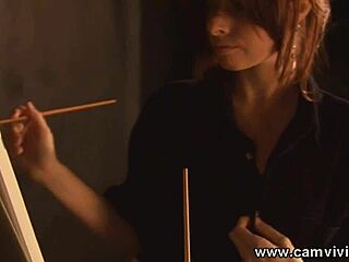 i'm painting the perfect pussy with my fingers while she strips in lingerie