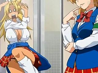 Young brunette schoolgirl hooks up with students in the bathroom for some quick action.