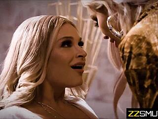 Boss watches as we lick each other's pussies in the office for hot lesbian sex