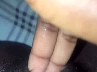 black wet pussy solo masturbation turns homemade creampie