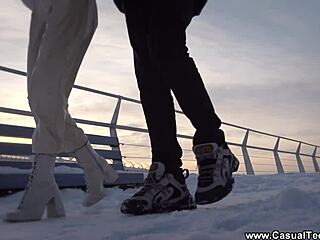 casual teen sex on desk ends with creampie after pussy lick