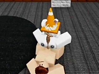 Slutty Roblox bunny girl sneaks into boys locker room and gets fucked hard