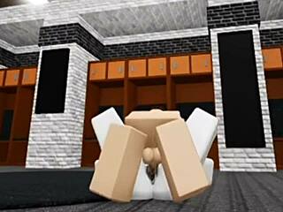 Slutty Roblox bunny girl sneaks into boys locker room and gets fucked hard