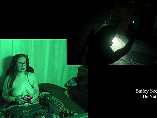 Naked brunette with big tits at lake house