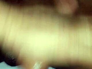 Hot young 18+ brunette with big ass does solo handjob on fat cock in homemade video