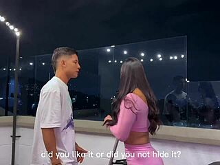 curious neighbor gets fucked on the terrace by the young neighbor's son - part 1 - salomé gil 😏