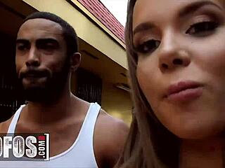 Stunning brunette Liza Rowe gets first monster cock in doggystyle and riding