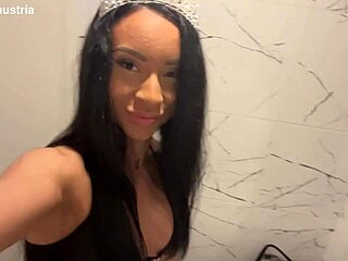 Slave endures femdom trampling