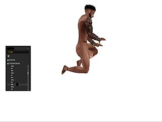 black toon fucks in various positions in the shop.