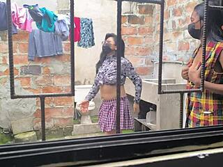 Mature latina housewife becomes slut in homemade porn after laundry at home