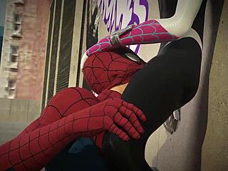 Spiderman and Gwen Fuck On The Roof In Passionate Scene