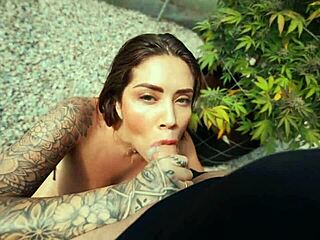 Sara Blonde enjoys outdoor passion with big natural tits.