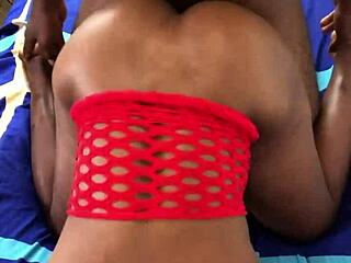 Hot black babe takes big black cock doggystyle in homemade fucking with riding and cowgirl orgasm.