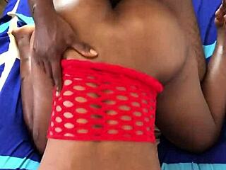 Hot black babe takes big black cock doggystyle in homemade fucking with riding and cowgirl orgasm.